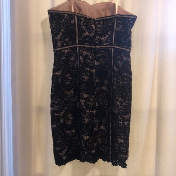 Aidan Size 10 Nude Strapless Dress with black lace overlay - Picture 3 of 4